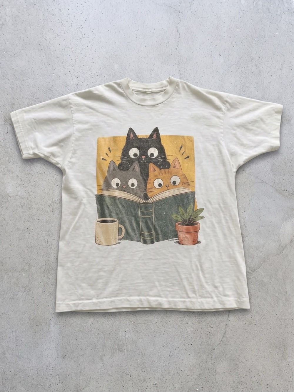 Retro Curious Reading Cats Graphic Tee
Book Lover Cat Shirt Cottagecore Vintage